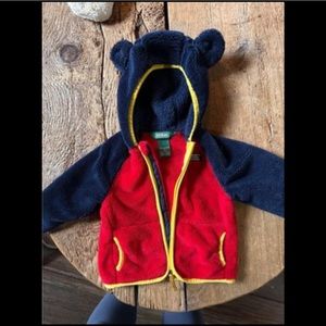 COPY - Like new LL bean sherpa zip up with bear ears. 6-12m